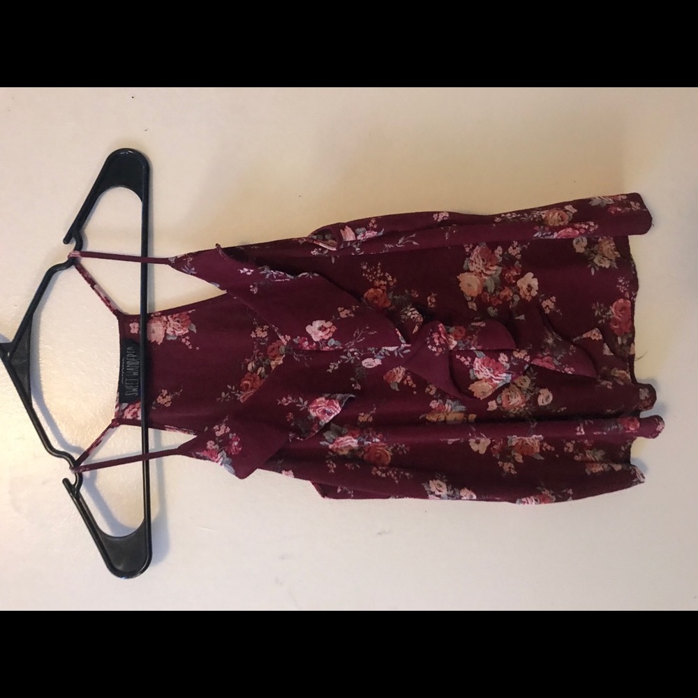 Red top with flowers